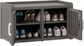 2-Tier Storage Bench, Waterproof UV-Resistant Outdoor Shoe Storage Cabinet with 2 Doors & Adjustable Shelves for Indoor Outdoor Entryway, Hallway, Living Room (Grey) by NBYSGO