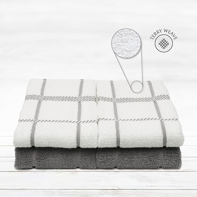 100% Cotton Terry Dish Towels, 4 Pack 16 x26 Inches, Super Soft and Absorbent - Image 3