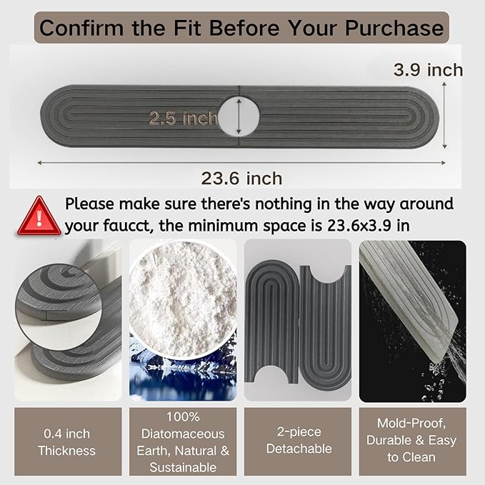 Diatomite Faucet Mat for Kitchen Sink - Image 2