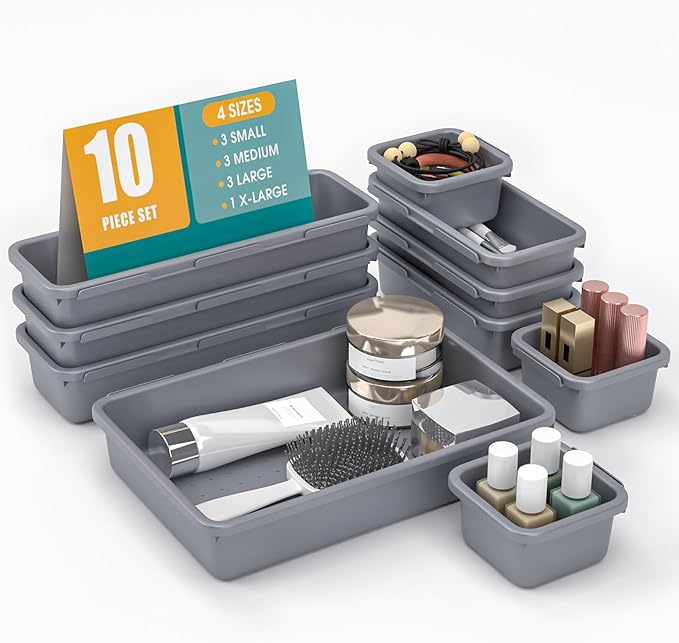 10 PCS Drawer Organizer Set, 4 Size Makeup Drawer Divider Organizer by StoreHappily