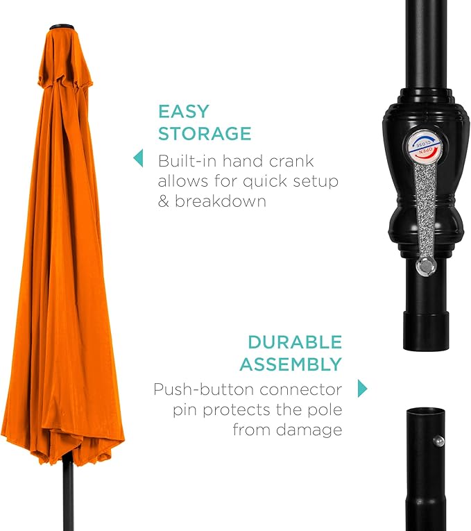 Best Choice Products 10ft Outdoor Table Compatible Steel Polyester Market Patio Umbrella w/Crank and Easy Push Button Tilt - Image 6