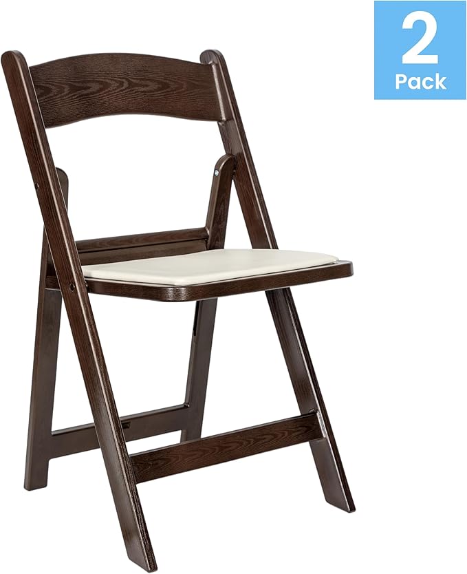 Flash Furniture Hercules Commercial Indoor/Outdoor Folding Event Chair, Wood Look, Weather-Resistant, Lightweight Design, Versatile Use, Set of 2, Dark Brown - Image 4