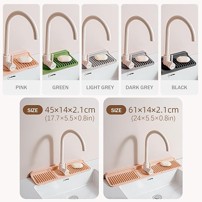 Longer Silicone Faucet Mat for Kitchen Sink – Button Style Faucet Drip Catcher - Image 3