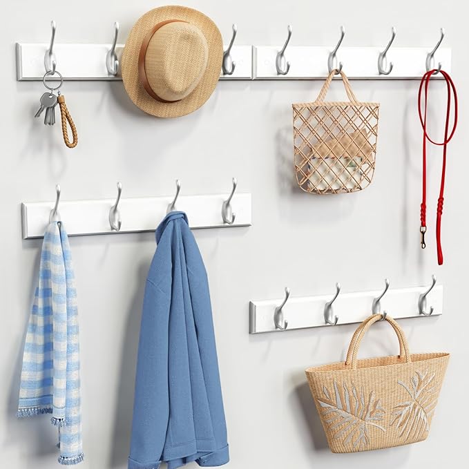 Forbena White Coat Rack Wall Mount 4-Pack, Coat Hanger Wall Mounted - Image 8