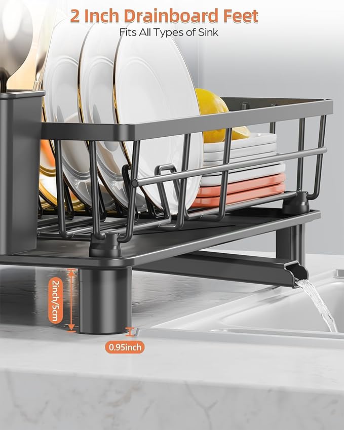 Dish Drying Rack for Kitchen Counter, Stainless Steel Drainer Anti Rust - Image 4