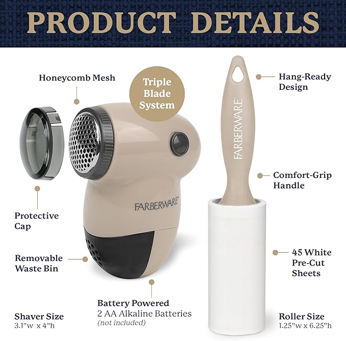 Farberware Fabric Shaver & Lint Remover Set – Battery Operated Sweater Shaver - Image 6