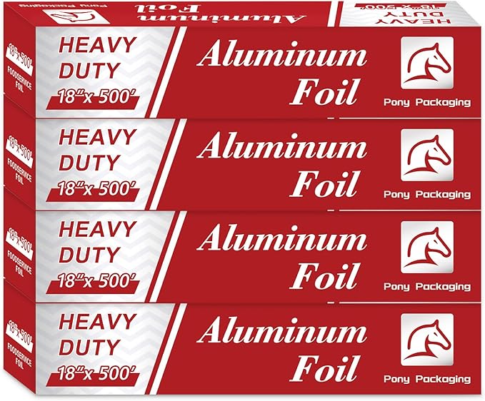 4 Count Heavy Duty Aluminum Foil Roll by PonyPackaging