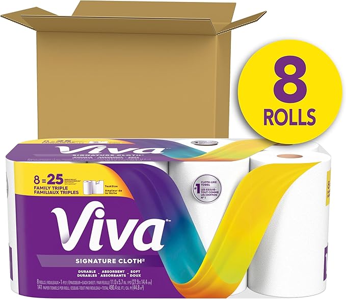 Viva Signature Cloth Paper Towels, Task Size, 8 Family Triple Rolls, 141 Sheets - Image 2