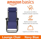 Amazon Basics Outdoor Patio Zero Gravity Lounge Chair with Pillow, Folding Reclining and Textilene Adjustable, Folding Lounge Lawn Chairs for Outside, 26", Blue - Image 4
