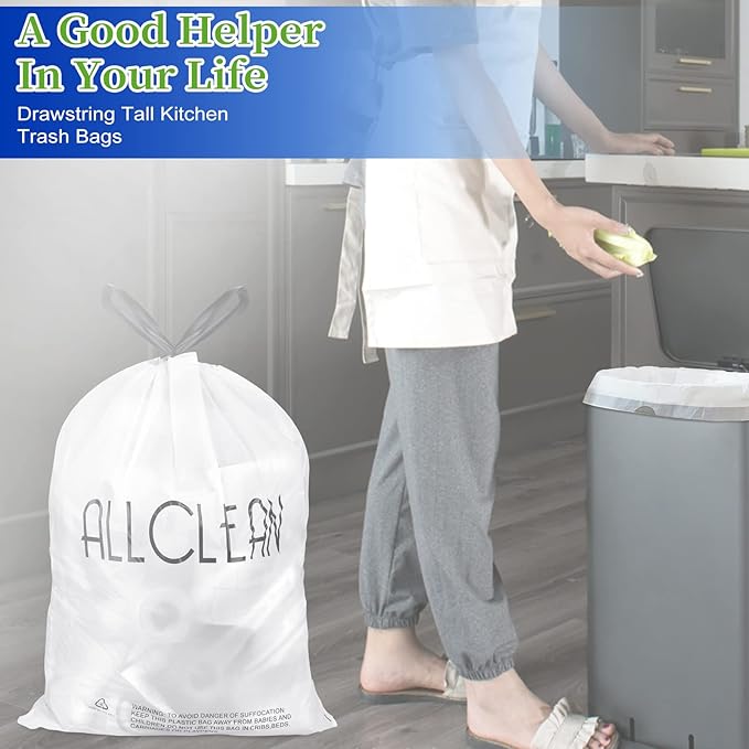 ALLCLEAN 10 Gallon Trash Bags, Ultra-Strong Unscented Heavy-Duty Medium - Image 2