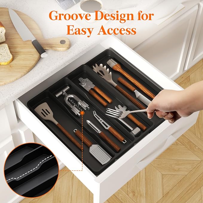 Lifewit Utensil Organizer for Kitchen Drawer, Expandable Cooking Silverware Tray - Image 8