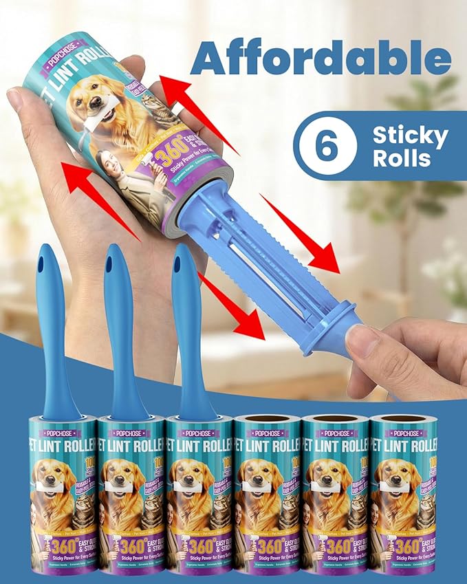 POPCHOSE Lint Roller, 600-Sheet Extra Sticky Lint Rollers - Image 8