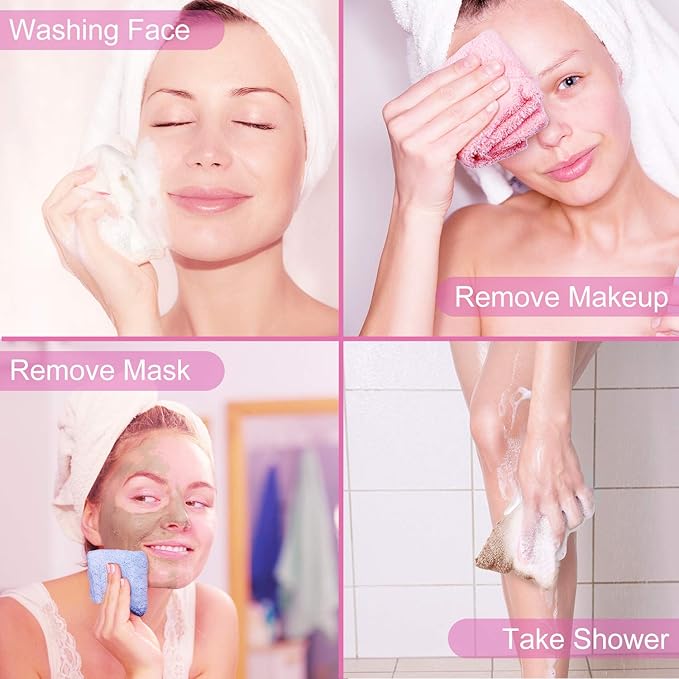 Syhood 12 Pieces Face Wash Cloth 12 x 12 in Makeup Remover Cloths Towel Coral - Image 3