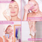 Syhood 12 Pieces Face Wash Cloth 12 x 12 in Makeup Remover Cloths Towel Coral - Image 3