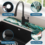 Green Marble Sink Splash Guard Faucet Mat Liquid Gold Marble Super Absorbent - Image 4