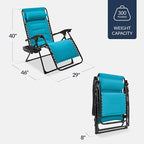 Best Choice Products Oversized Padded Zero Gravity Chair, Folding Outdoor Patio Recliner, XL Anti Gravity Lounger for Backyard w/Headrest, Cup Holder, Side Tray, Polyester Mesh - Aqua Blue - Image 2
