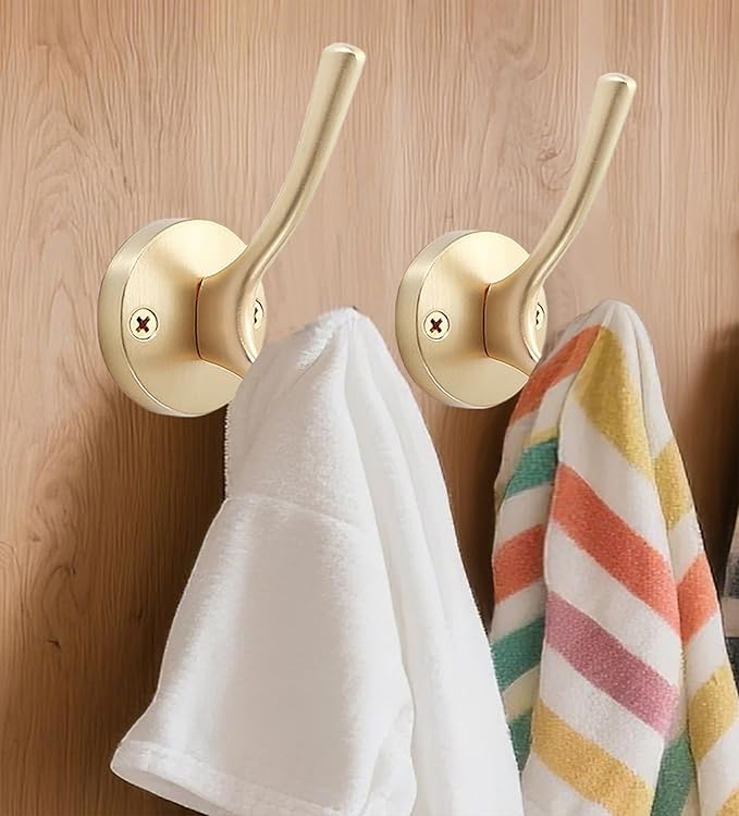 Gold Coat Hooks for Wall, 2 Pack Heavy Duty Towel Robe Hooks, Hats Hooks for - Image 9