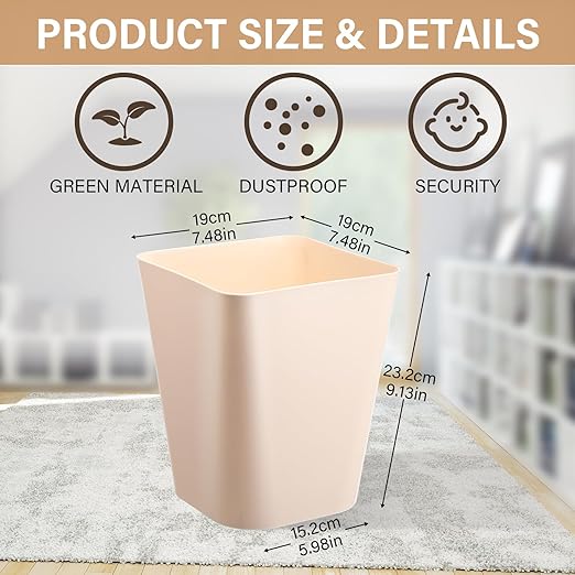 Hoolerry 9 Pieces Garbage Can 2 Gallon Small Trash Cans Bulk Bathroom Trash Bin - Image 2