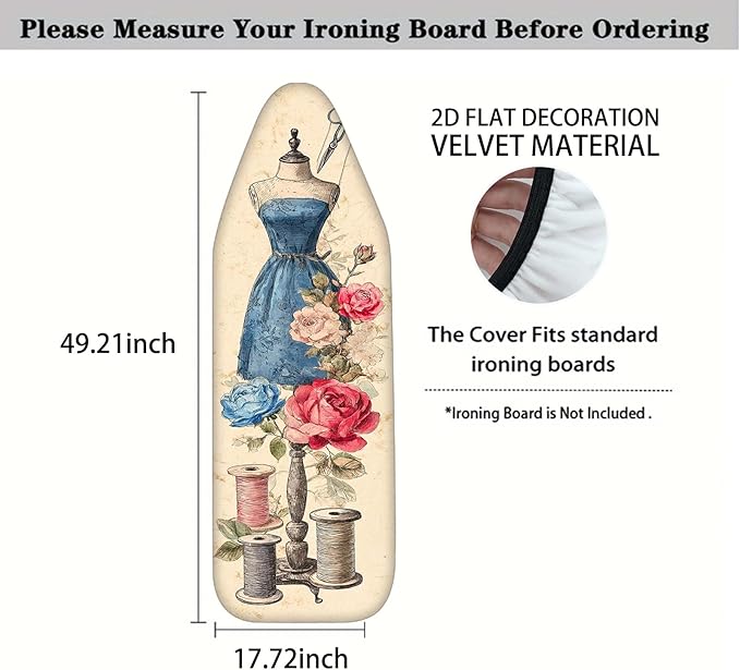 Nuxovilar Vintage Sewing Elements Ironing Board Cover& Floral Design, This - Image 4