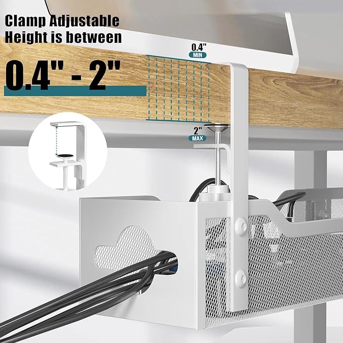 Under Desk Cable Management Tray 32'', Cable Management Under Desk No Drill - Image 3