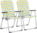 VINGLI Aluminum Patio Lawn Chairs Folding Set of 2 with Detachable Cup Holder, Webbed Beach Chair Folding Chair Outdoor Portable Camping Chair for Yard, Garden by VINGLI