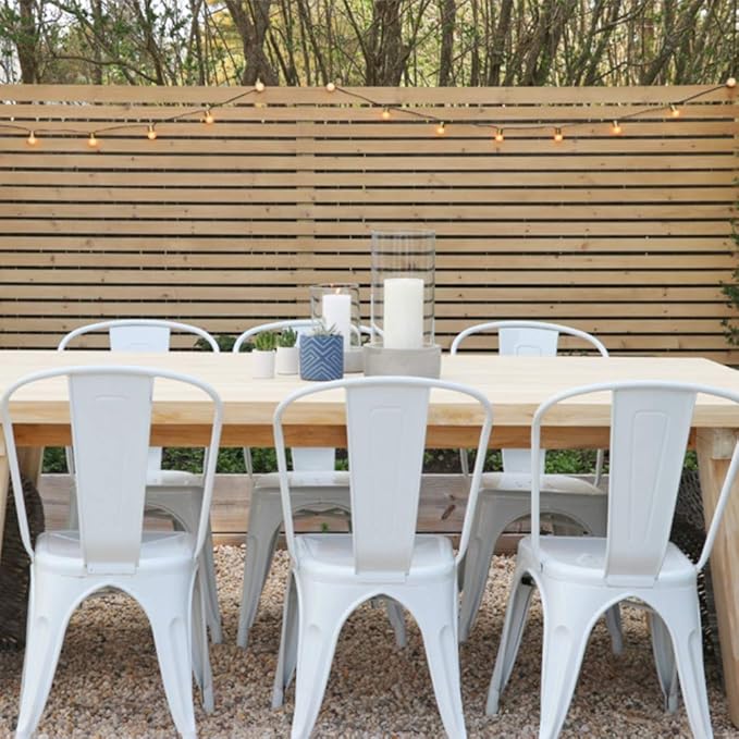 FDW | Set of 4 Metal Dining Chairs | Cream | Stackable Tolix Side Chairs with Backrest | Scratch-Resistant | Non-Slip Feet | Indoor/Outdoor Use | 330 lbs Capacity | Ideal for Kitchen & Restaurant - Image 6