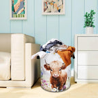 Highland Cow Laundry Basket Oxford Cloth Animal Flowers Laundry Hamper - Image 7