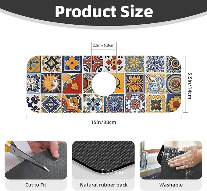 2Pcs Dish Drying Mats Faucet Mats Sets Large Size Coffee Mats Sink Faucet Mat - Image 6