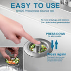 3-in-1 Kitchen Sink Drain Strainer & Stopper, Stainless Steel Food Catcher Plug - Image 2