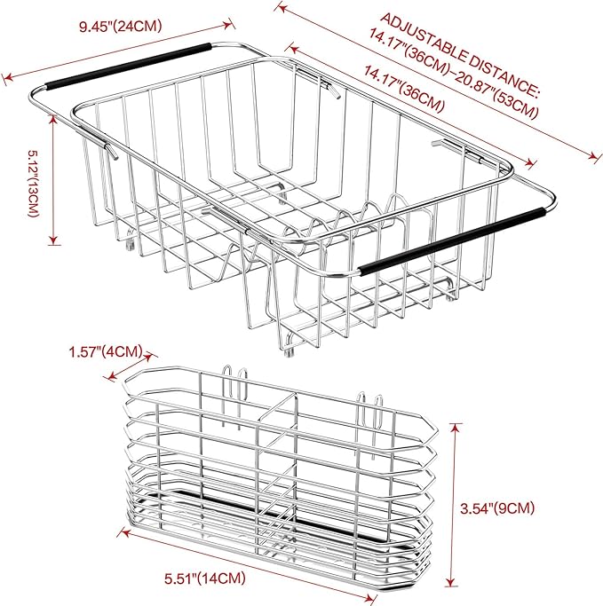 Small Dish Drainer Rack in Sink Adjustable, Expandable Stainless Steel Metal - Image 2