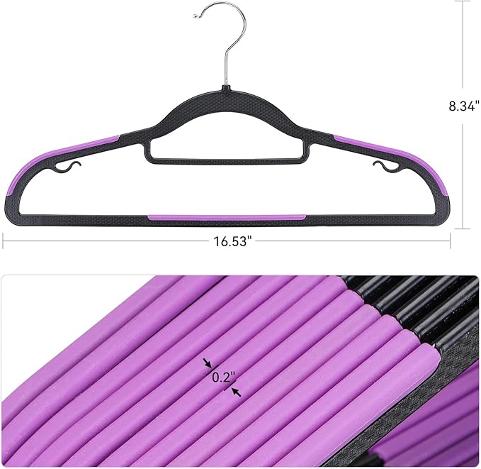 Pack of 50 Coat Hangers, Space-Saving Plastic Clothes Hangers, 0.2 Inches Slim - Image 2