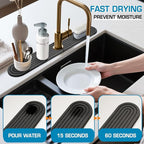 Dark Gray-Oval 23.6" Diatomite Kitchen Faucet Mat & Stone Sink Tray – Quick - Image 3