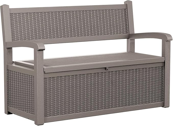 DRATO 75 Gallon Storage Bench Deck Box Outdoor Indoor,Lockable Durable All-Weather Seating with Hidden Storage,Deck Storage for Garden, Pool, Patio,Gray by DRATOprovidesawarmandcozy