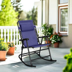 Amazon Basics Outdoor Portable Folding Rocking Chair with Headrest, Ergonomic Design, Weather-resistant Textilene Fabric for Porch, Blue - Image 2