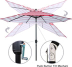 Sunnyglade 9' Patio Umbrella Outdoor Table Umbrella with 8 Sturdy Ribs (Red and White) - Image 2