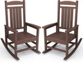 KINGYES Outdoor Rocking Chair Set 2, All Weather HDPE Patio Rocking Chairs for Adults, Coffee Brown by KINGYES