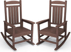 KINGYES Outdoor Rocking Chair Set 2, All Weather HDPE Patio Rocking Chairs for Adults, Coffee Brown by KINGYES