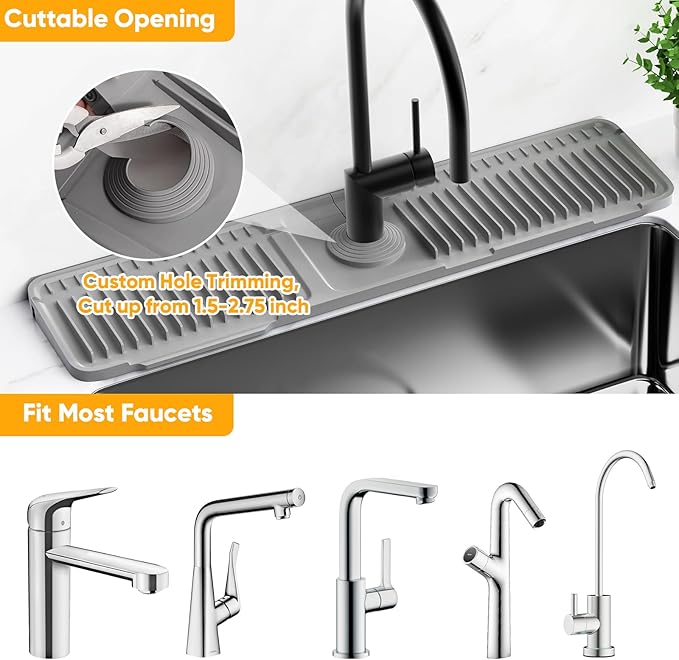 24'' Longer Faucet Mat for Kitchen Sink Splash GuardKitchen Sink Faucet Mat - Image 6