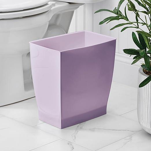 iDesign Small Plastic Bathroom Trash Can, Slim Rectangle Garbage Bin - Image 3