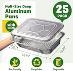 9x13 Aluminum Pans with Lids, Extra Heavy Duty Half Size Disposable Foil Pans - Image 2