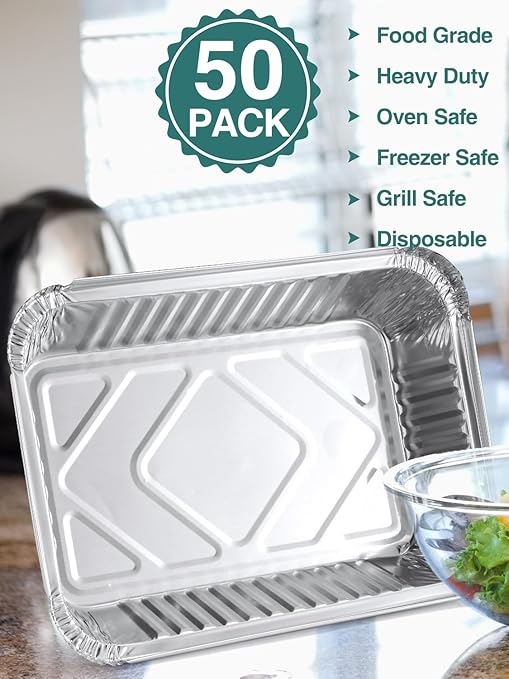 50 Pack 8x6 Disposable Aluminum Pans - Image 3