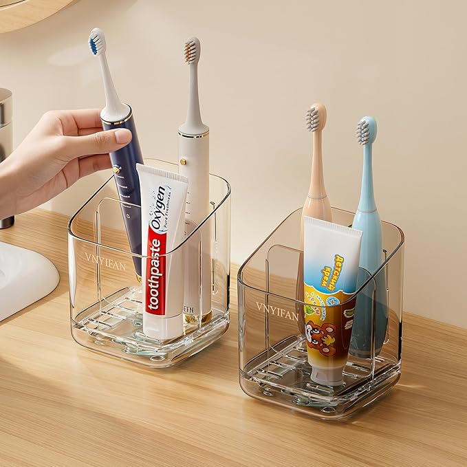 Toothbrush Holders for Bathrooms, 3 Slots Detachable Toothbrush Holder Wall by VNYIFAN