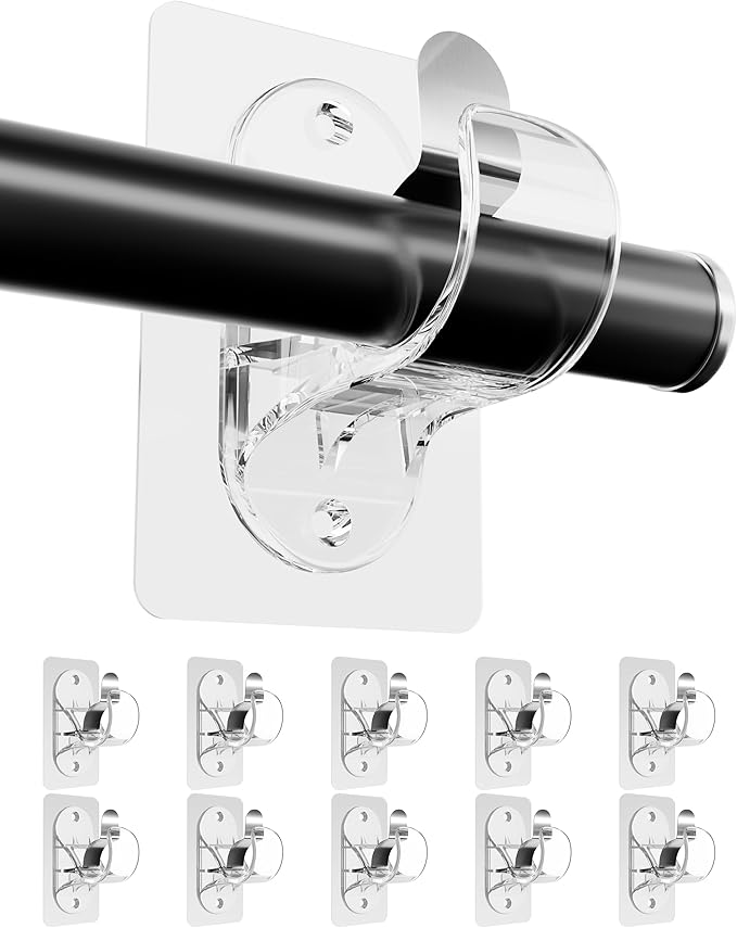 ANDGOO 10 Pack No Drill Curtain Rod Brackets, Renter Friendly Self Adhesive by ANDGOO