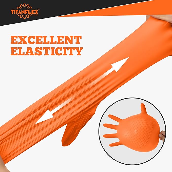 TitanFlex Heavy Duty Orange Industrial Nitrile Gloves - Image 2