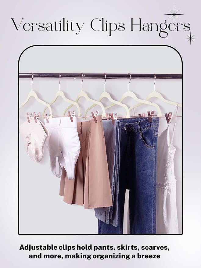 HOUSE DAY Velvet Skirt Hangers 24 Pack, Non Slip Pants Hangers - Image 5