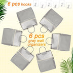 Chumia 6 Pack Wall Hanging Storage Basket Bathroom Closet Hanging Storage Bag - Image 2