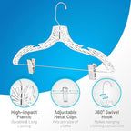 Clothes Hangers with Clips Plastic Set of 25 Pack Heavy Duty Hangers Dresses - Image 3