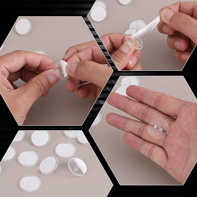 100 Pack Ceiling Hooks Adhesive Removable Transparent Wall Hanger - Image 3