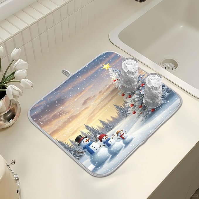 Christmas Tree and Snowman Dish Drying Mat - Image 7