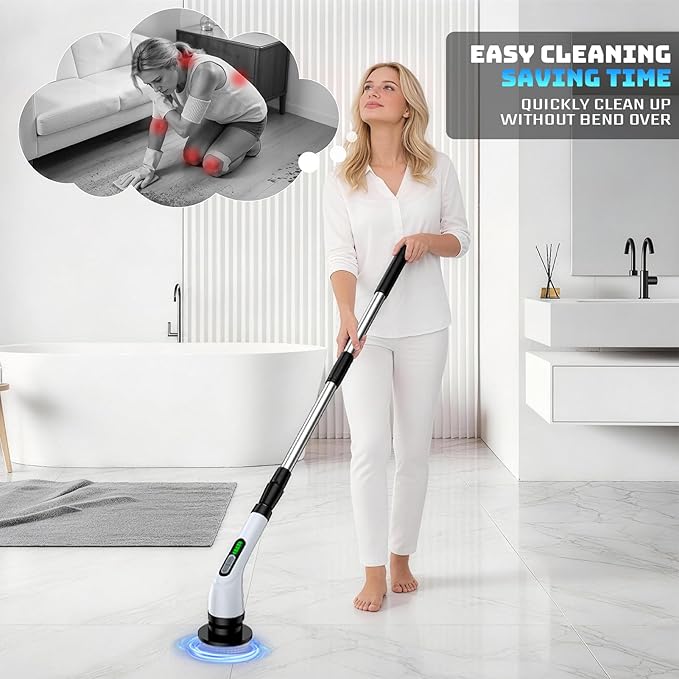 Electric Spin Scrubber, Powerful 2-Speed Cleaning Brush, IPX7 Waterproof - Image 4